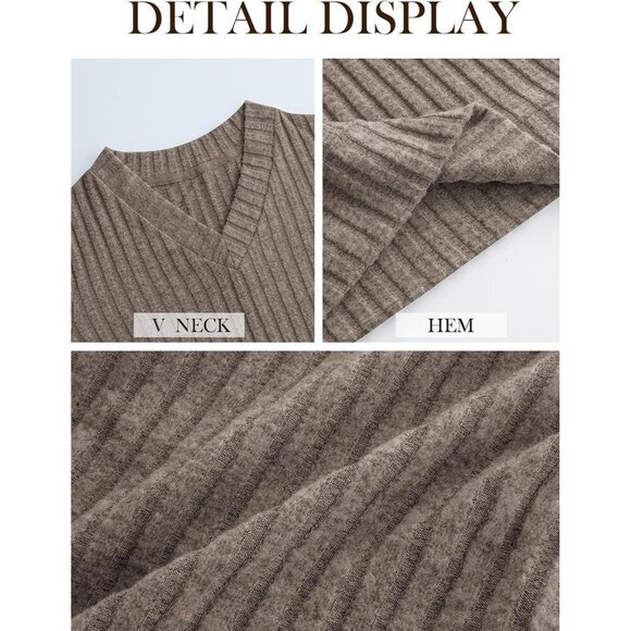 Long Sleeve Women's Sweater V-Neck Fall Top Casual Fit - Picture 6 of 6